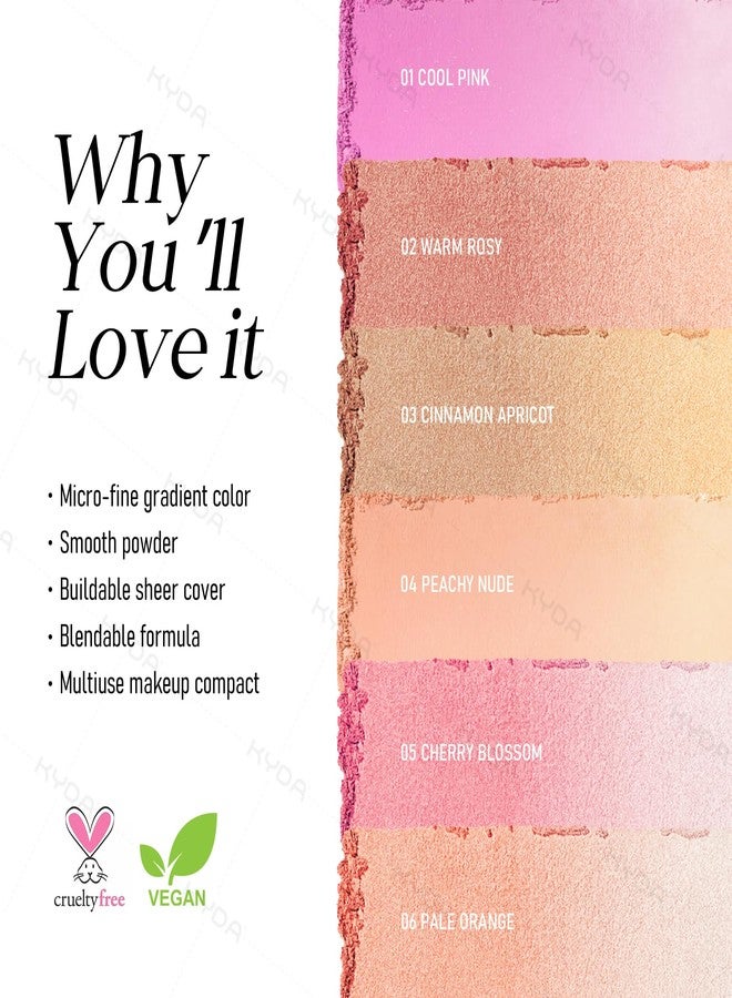 KYDA Peach Matte Gradient Blush, Gradient Light Apricot Peach Color, Ultra-fine Matte Powder Blush, Soft Buildable Cheek Color, Lightweight Smooth, Multiuse Blusher Compact - Image 4